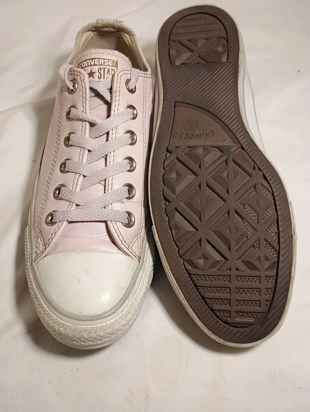 Converse All Star Craft Leather Low Top Sneakers Pink Rose Gold Sz 8 559945C